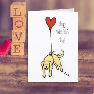 Cartes Pour Fêtes Annuelles Ballon de coeur du Labrador jaune Valentine
