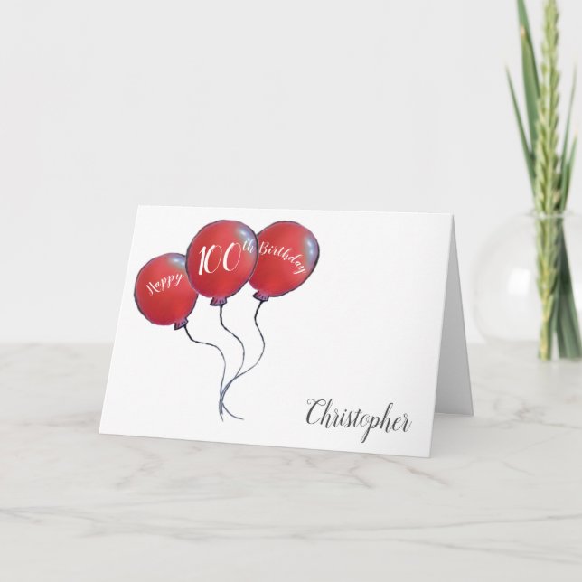 Cartes Pour Fêtes Annuelles ballon rouge 100e anniversaire (Devant)