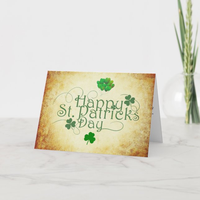 Cartes Pour Fêtes Annuelles ballon vert shamrock feuille de trèfle de la Saint (Devant)