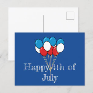 Cartes Pour Fêtes Annuelles Ballons bleu blanc rouge patriotique   Personnalis