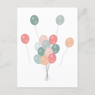 Cartes Pour Fêtes Annuelles Ballons colorés Pastel Party