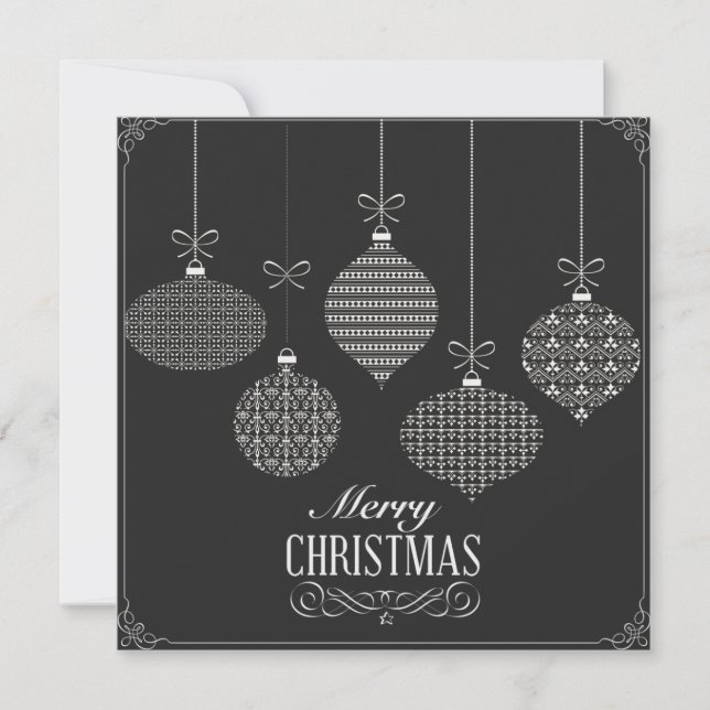 Cartes Pour Fêtes Annuelles Ballons de Noël noir et blanc carré (Devant)