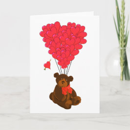 Cartes Pour Fêtes Annuelles Ballons d'ours et de coeur de nounours