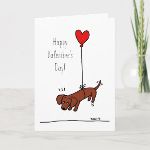 Cartes Pour Fêtes Annuelles Balloon de Saint-Valentin Dachshund Rouge lisse