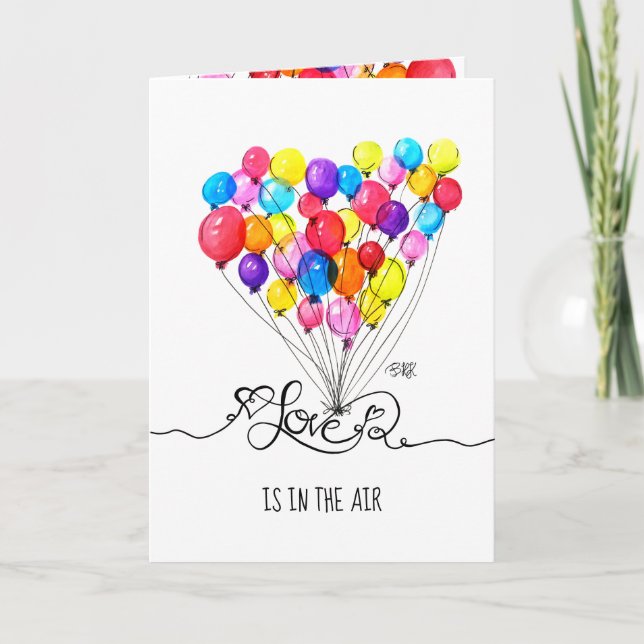 Cartes Pour Fêtes Annuelles BALLOON LOVE est dans l'air | Cœur | Saint valenti (Devant)