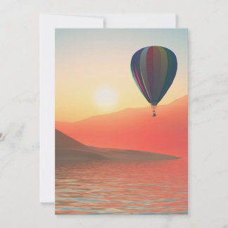 Cartes Pour Fêtes Annuelles Ballotte à air chaud avec coucher de soleil