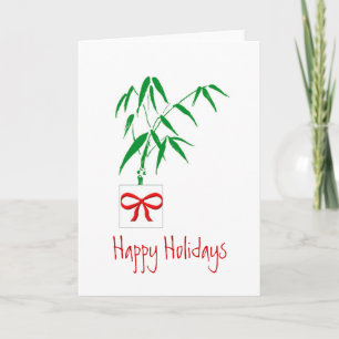 Cartes Pour Fêtes Annuelles Bambou & Bow rouge personnalisable