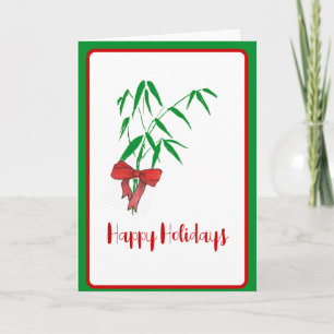 Cartes Pour Fêtes Annuelles Bambou et Bow rouge personnalisable