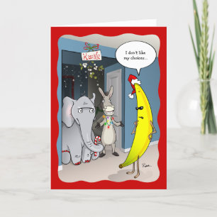 Cartes Pour Fêtes Annuelles Banane Drôle d'Âne Éléphant Politique de Noël