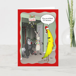 Cartes Pour Fêtes Annuelles Banane Drôle Noël Gui Incroyable Fou