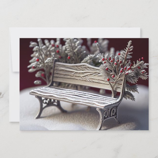 Cartes Pour Fêtes Annuelles Banc couvert de gel avec fraises (Devant)