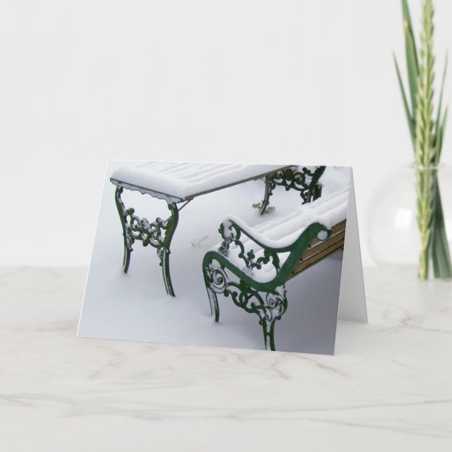 Cartes Pour Fêtes Annuelles Banc dans la neige (Devant)