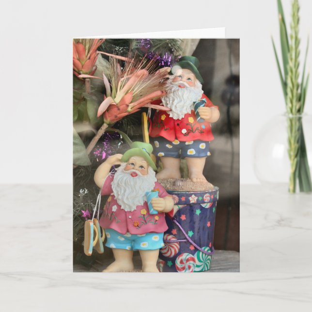 Cartes Pour Fêtes Annuelles Banc de plage Père Noël (Devant)