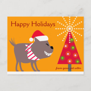 Cartes Pour Fêtes Annuelles Bandana Dog & Christmas tree-orange