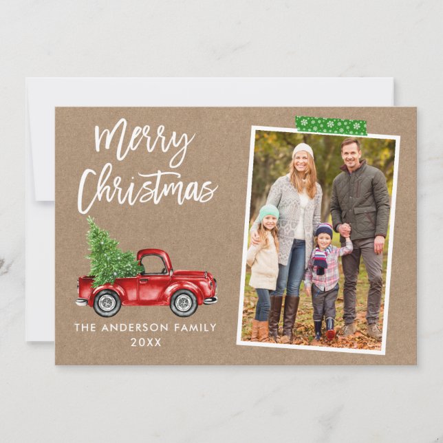 Cartes Pour Fêtes Annuelles Bande d'artisanat Script Camion Kraft Noël (Devant)