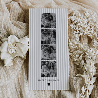 Cartes Pour Fêtes Annuelles Bande de Film Grise Rayée Photobooth Famille