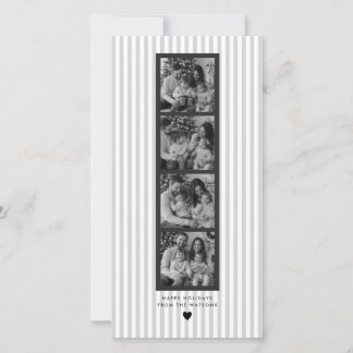 Cartes Pour Fêtes Annuelles Bande de Film Grise Rayée Photomaton Famille