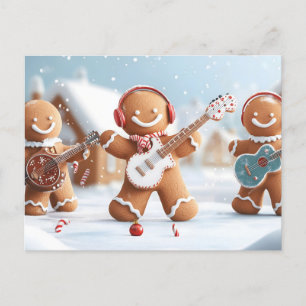 Cartes Pour Fêtes Annuelles Bande de pain d'épices Jouer dans la neige