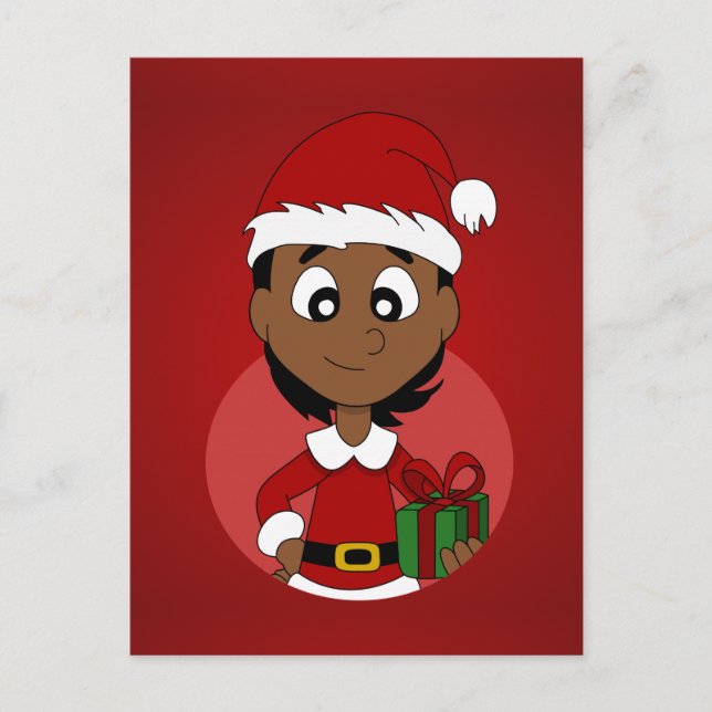 Cartes Pour Fêtes Annuelles Bande dessinée de fille de Noël (Devant)