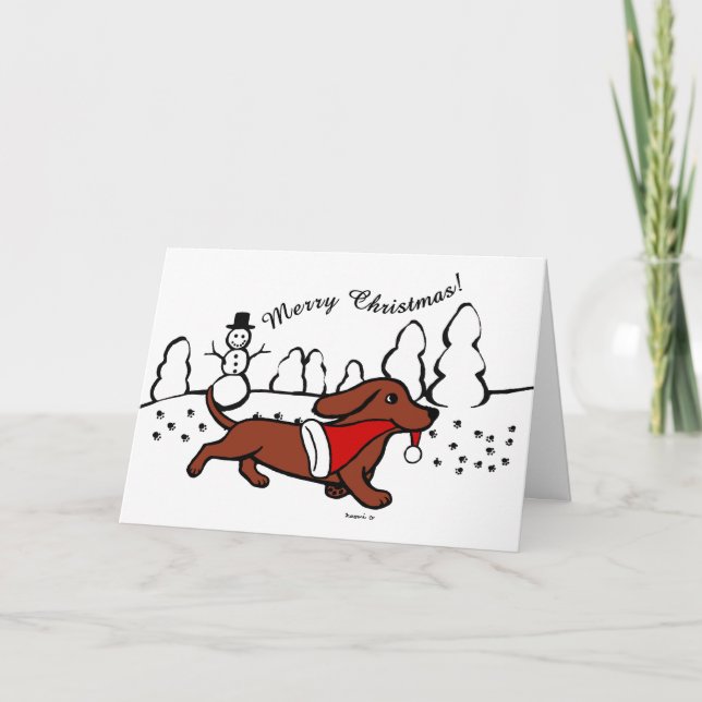 Cartes Pour Fêtes Annuelles Bande dessinée de Noël de teckel (Devant)