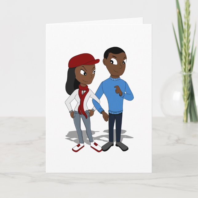 Cartes Pour Fêtes Annuelles Bande dessinée faite sur commande de couples (Devant)