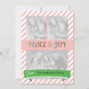 Cartes Pour Fêtes Annuelles Bande rouge Noël Salutation 4 cadres photo
