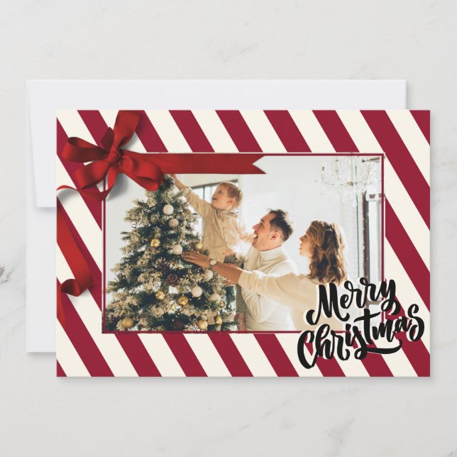 Cartes Pour Fêtes Annuelles Bandes de Noël sucre de canne photo motif (Devant)