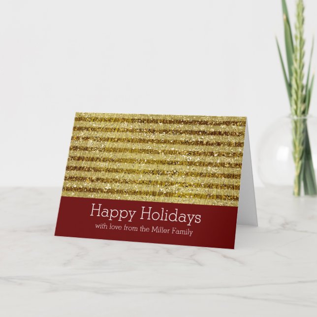 Cartes Pour Fêtes Annuelles Bandes de Parties scintillant d'or (Devant)