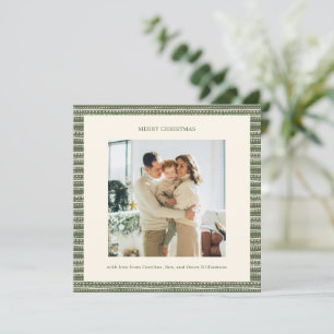 Cartes Pour Fêtes Annuelles Bandes Géométriques Vert Olive Noël Photo