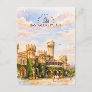 Cartes Pour Fêtes Annuelles Bangalore Palais Inde Aquarelle Mémoire de Voyage