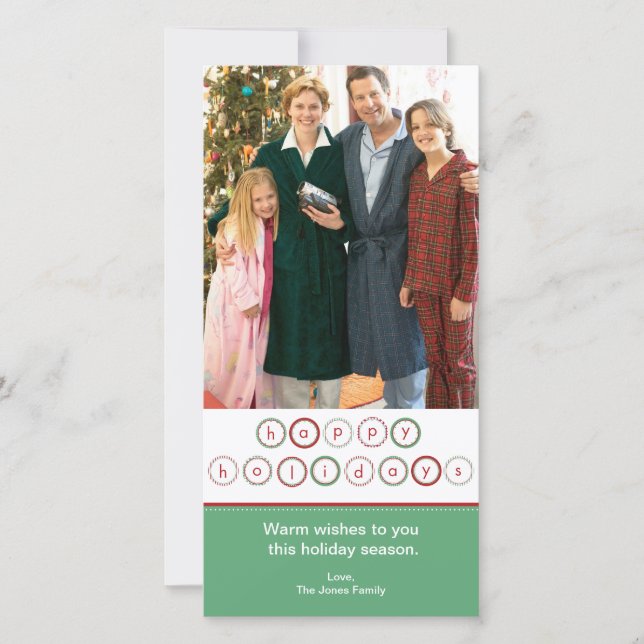 Cartes Pour Fêtes Annuelles Bannière de cercle de vacances - Vert & Rouge (Devant)