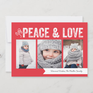 Cartes Pour Fêtes Annuelles Bannière Joy Peace Love 3-Photo Holiday