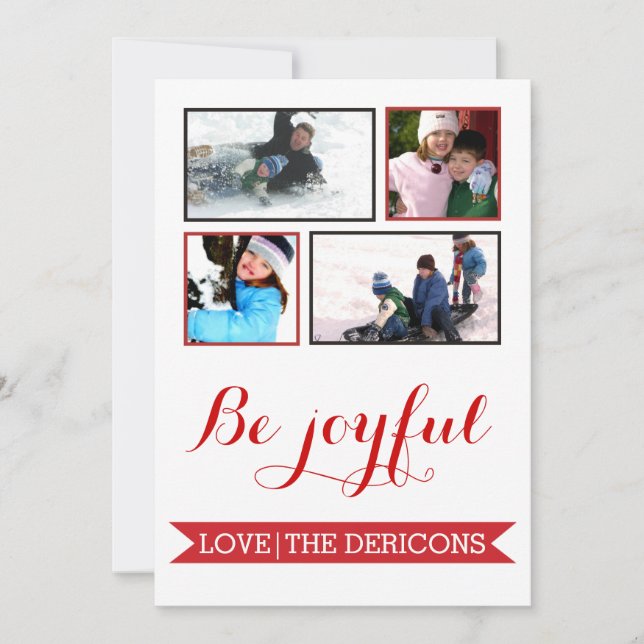Cartes Pour Fêtes Annuelles Bannière rouge joyeux Noël Groupon photo (Devant)