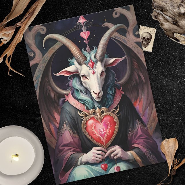 Cartes Pour Fêtes Annuelles Baphomet Gothic Valentine's Day Every Realm (Baphomet Gothic Valentine's Day Every Realm Holiday Card)