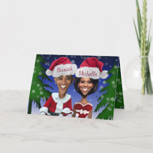 Cartes Pour Fêtes Annuelles Barack et Michelle Obama Caricature Holiday