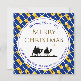 Cartes Pour Fêtes Annuelles BARBADOS DRAPEAU Trois Sages Hommes Noël barbadien