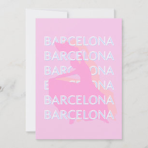 Cartes Pour Fêtes Annuelles Barcelona Travel Art, Espagne, Pastel, Rose