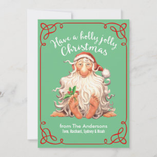 Cartes Pour Fêtes Annuelles Barefoot Père Noël Holly Jolly Noël