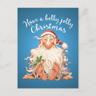 Cartes Pour Fêtes Annuelles Barefoot Père Noël Holly Jolly Noël