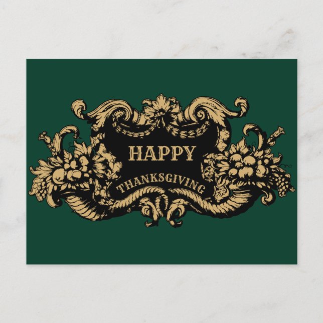 Cartes Pour Fêtes Annuelles Baroque Rococo Cornucopia Fruit Cartouche (Devant)