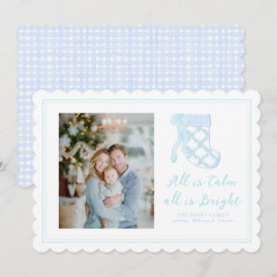 Cartes Pour Fêtes Annuelles Bas d'aquarelle bleu Preppy
