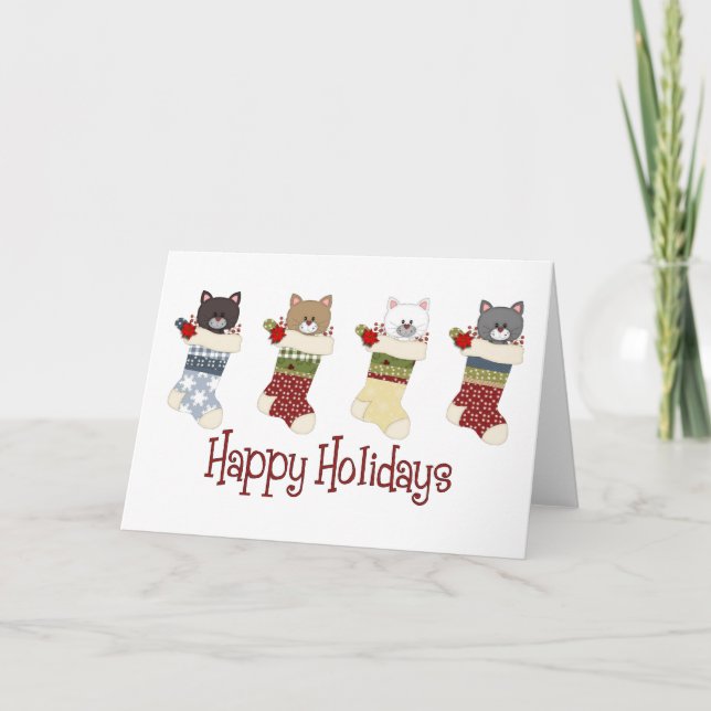 Cartes Pour Fêtes Annuelles Bas de chat de Noël (Devant)