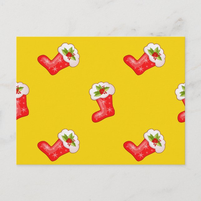 Cartes Pour Fêtes Annuelles Bas rouges de Noël sur Jaune (Devant)