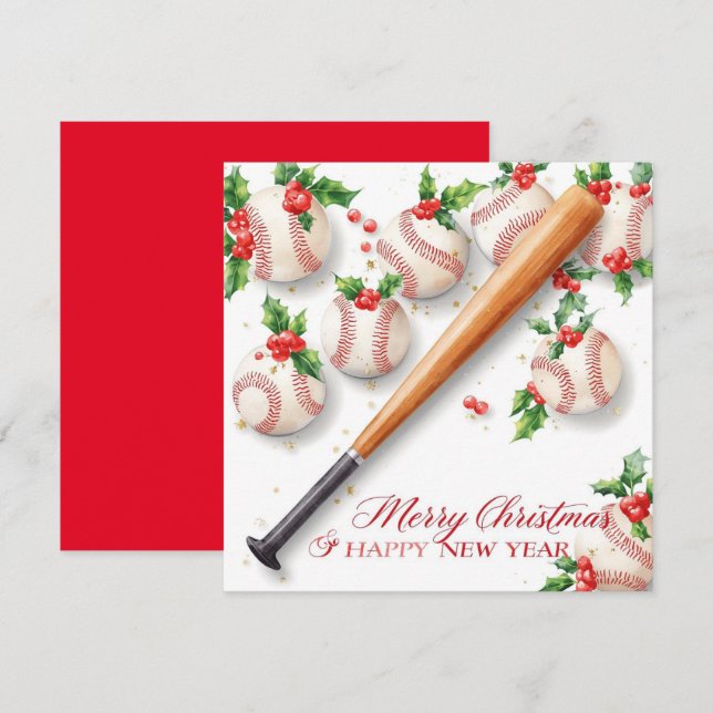 Cartes Pour Fêtes Annuelles Baseball Christmas  (Devant / Derrière)