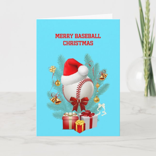 Cartes Pour Fêtes Annuelles Baseball de Noël (Devant)