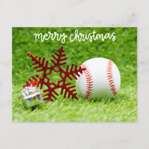 Cartes Pour Fêtes Annuelles Baseball Joyeux Noël avec balle et arbre de Noël