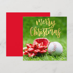 Cartes Pour Fêtes Annuelles Baseball Joyeux Noël avec balle verte