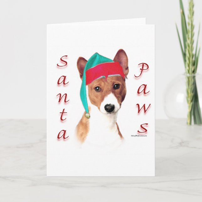 Cartes Pour Fêtes Annuelles Basenji Santa Paws (Devant)