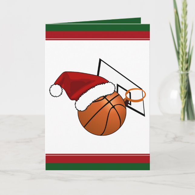 Cartes Pour Fêtes Annuelles Basket-ball et cerceau de Noël (Devant)