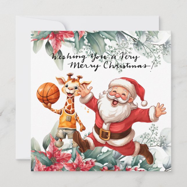 Cartes Pour Fêtes Annuelles Basket-ball sur le thème de Noël (Devant)